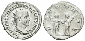 Trajano Decio. Antoniniano. 250-51 d.C. Roma. (Spink-9378). (Ric-21b). Rev.: PANNONIAE. Dos Pannonias con dos estandartes. Ag. 3,68 g. MBC+. Est...45,...