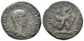 Herenio Etrusco. Tetradracma. 250-251 d.C. Siria. (Gc-4282). Rev.: Águila imperial a derecha con corona en el pico. Ag. 9,72 g. Oxidaciones. MBC-. Est...