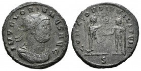 Floriano. Antoniniano. 276 d.C. Cizycus. (Ric-116). Rev.: CONCORDIA MILITVM. Victoria en pie a derecha coronando a Floriano. Ae. 3,62 g. Escasa. MBC-....