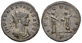 Aureliano. Antoniniano. 272 d.C. Serdica. (Spink-11542). (Ric-260). Rev.: IOVI CONSER. Aureliano recibiendo globo de Júpiter, en exergo P. Ae. 4,63 g....
