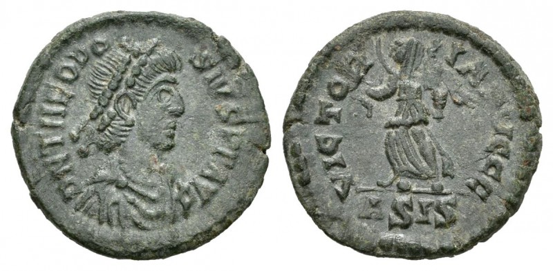 Teodosio I. 1/2 centenional. 384-387 d.C. Siscia. (Spink-20570). (Ric-39b). Rev....