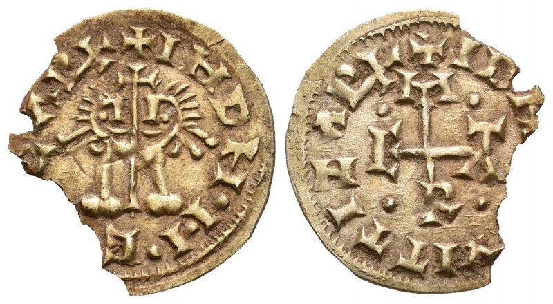 Egica y Witiza (698-702). Tremissis. Emerita (Mérida). (Cnv-580.31 variante). Au...