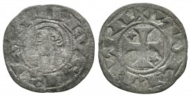 Reino de Castilla y León. Alfonso I de Aragón (1162-1196). Dinero. Toledo. (Abm-23). (Bautista-40). Ve. 0,82 g. Cruz con estrella en el 1º y 4º cuarte...