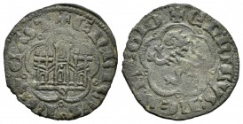 Reino de Castilla y León. Enrique III (1390-1406). Media blanca. Sevilla. (Abm-607). (Bautista-773). Ve. 1,17 g. Con S bajo el castillo. MBC-. Est...2...