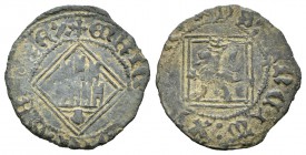 Reino de Castilla y León. Enrique IV (1454-1474). Blanca de rombo. Coruña. (Abh-830). (Bautista-1080). Ve. 0,80 g. Con venera bajo el castillo. MBC-. ...