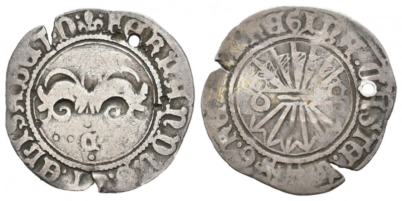 Fernando e Isabel (1474-1504). 1/2 real. Cuenca. (Cal-436 variante). Ag. 1,40 g....