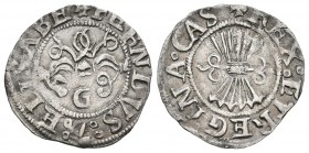 Fernando e Isabel (1474-1504). 1/2 real. Granada. (Cal-447). Ag. 1,66 g. Con G romana en anverso. Buen ejemplar. MBC+. Est...100,00.