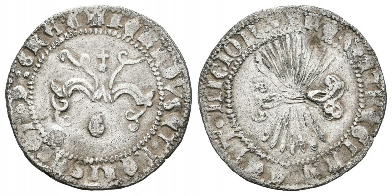 Fernando e Isabel (1474-1504). 1/2 real. Granada. (Cal-446). Ag. 1,63 g. G gótic...