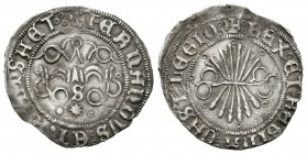 Fernando e Isabel (1474-1504). 1/2 real. Sevilla. (Cal-472 variante). (LF-E6.2.o variante). 1,63 g. La estrella del anverso entre punto y roel. MBC+. ...