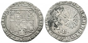 Fernando e Isabel (1474-1504). 1 real . Burgos. (Cal-285 variante). Ag. 3,28 g. Granada del escudo muy grande y B del revreso puntos. MBC. Est...90,00...