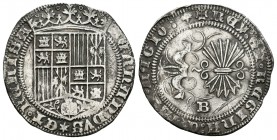 Fernando e Isabel (1474-1504). 1 real. Burgos. (Cal-288). Ag. 3,08 g. Con hoja de perejil en la leyenda del reverso. MBC+. Est...110,00.