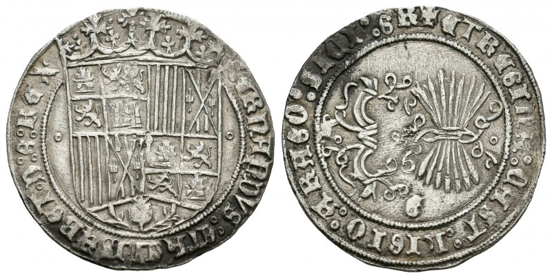 Fernando e Isabel (1474-1504). 1 real. Granada. (Cal-316). Ae. 3,33 g. Escudo en...