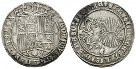 Fernando e Isabel (1474-1504). 1 real. Granada. (Cal-316). Ae. 3,33 g. Escudo entre roeles. EBC-/MBC+. Est...120,00.