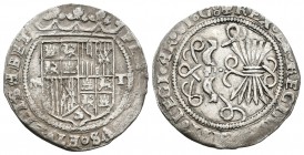Fernando e Isabel (1474-1504). 1 real. Toledo. (Cal-412). Ag. 3,35 g. Escudo entre M-T. MBC. Est...90,00.