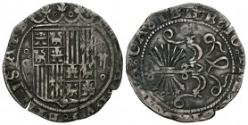Fernando e Isabel (1474-1504). 2 reales. Granada. (Cal-248). Ag. 6,68 g. Con K en reverso. MBC-. Est...125,00.