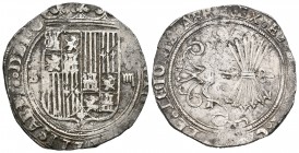Fernando e Isabel (1474-1504). 4 reales. Sevilla. (Cal-211). Ag. 13,68 g. Ensayador d cuadrada en reverso. MBC-. Est...125,00.