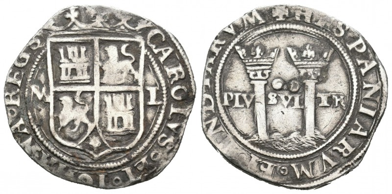 Juana y Carlos (1504-1555). 2 reales. México. L. (Cal-116). Ag. 6,60 g. Escudo e...