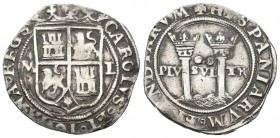 Juana y Carlos (1504-1555). 2 reales. México. L. (Cal-116). Ag. 6,60 g. Escudo entre M y L. MBC. Est...180,00.