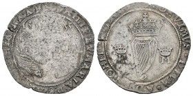 Felipe II y María Tudor. Groat. 1555. (Spink-6501). Ag. 3,07 g. Bustos de Felipe II y María Tudor enfrentados. Moneda acuñada para circular por Irland...