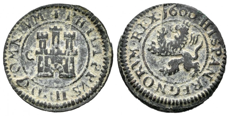 Felipe III (1598-1621). 2 maravedís. 1600. Cuenca. C. (Cal-no la cita). (Jarabo-...