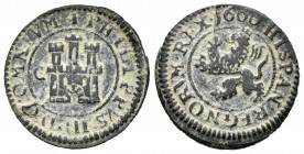 Felipe III (1598-1621). 2 maravedís. 1600. Cuenca. C. (Cal-no la cita). (Jarabo-Sanahuja-C38). Ae. 2,43 g. MBC. Est...25,00.