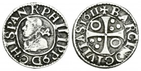Felipe III (1598-1621). 1/2 croat. 1611. Barcelona. (Cal-534). Ag. 1,43 g. MBC. Est...35,00.
