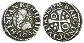 Felipe III (1598-1621). 1/2 croat. 1612. Barcelona. (Cal-535). Ag. 1,47 g. MBC+. Est...40,00.