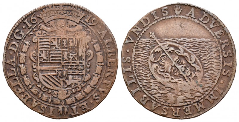 Alberto e Isabel (1598-1621). Jetón. 1619. Amberes. (Dugn-3755). Ae. 5,51 g. Lib...