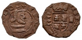 Felipe IV (1621-1665). 8 maravedís. (1661). Cuenca. (Cal-tipo 298). (Jarabo-Sanahuja-tipo M38). Ae. 1,47 g. Acuñada a martillo. Falsa de época. MBC. E...