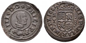 Felipe IV (1621-1665). 8 maravedís. 1662. Madrid. Y. (Cal-1423). (Jarabo-Sanahuja-M340). Ag. 2,14 g. Valor 8 y ceca MD a izquierda del escudo. Escasa....