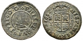 Felipe IV (1621-1665). 8 maravedís. 1662. Madrid. Y. (Cal-no cita). (Jarabo-Sanahuja-M340 variante). Ae. 2,02 g. Variante sin punto bajo la Y. MBC. Es...