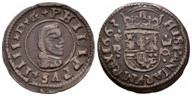 Felipe IV (1621-1665). 16 maravedís. 1663. Coruña. R. (Cal-1301). (Jarabo-Sanahuja-M130). Ae. 3,71 g. MBC. Est...20,00.