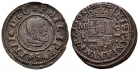 Felipe IV (1621-1665). 16 maravedís. 1663. Madrid. Y. (Cal-1402 variante). (Jarabo-Sanahuja-M400). Ae. 4,41 g. Valor 16 invertido. MBC+. Est...30,00.
