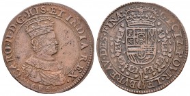 Carlos II (1665-1700). Jetón. 1668. Amberes. (Dugn-4259). Ae. 6,36 g. Oficina de finanzas. Pequeñas marcas. MBC-/MBC. Est...45,00.