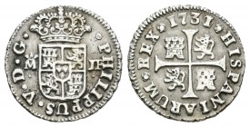 Felipe V (1700-1746). 1/2 real. 1731/0. Madrid. JF. (Cal-1796). Ag. 1,48 g. Sobrefecha muy clara. MBC+. Est...50,00.