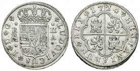 Luis I (1724). 2 reales. 1724. Madrid. A. (Cal-33). Ag. 5,24 g. Escasa. MBC+/EBC-. Est...300,00.