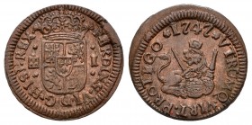 Fernando VI (1746-1759). 1 maravedí. 1747. Segovia. (Cal-717). Ae. 1,28 g. Exceso de metal en anverso. EBC-. Est...30,00.