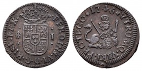 Fernando VI (1746-1759). 1 maravedí. 1749. Segovia. (Cal-716). Ae. 1,27 g. MBC+. Est...20,00.