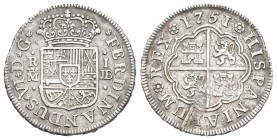 Fernando VI (1746-1759). 1 real. 1751. Madrid. JB. (Cal-563). Ag. 2,79 g. Raya en reverso. MBC. Est...25,00.