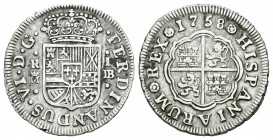 Fernando VI (1746-1759). 1 real. 1758. Madrid. JB. (Cal-570). Ag. 2,87 g. MBC/MBC-. Est...30,00.