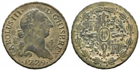 Carlos III (1759-1788). 4 maravedís. 1779. Segovia. (Cal-1905). Ae. 5,28 g. MBC/MBC+. Est...20,00.