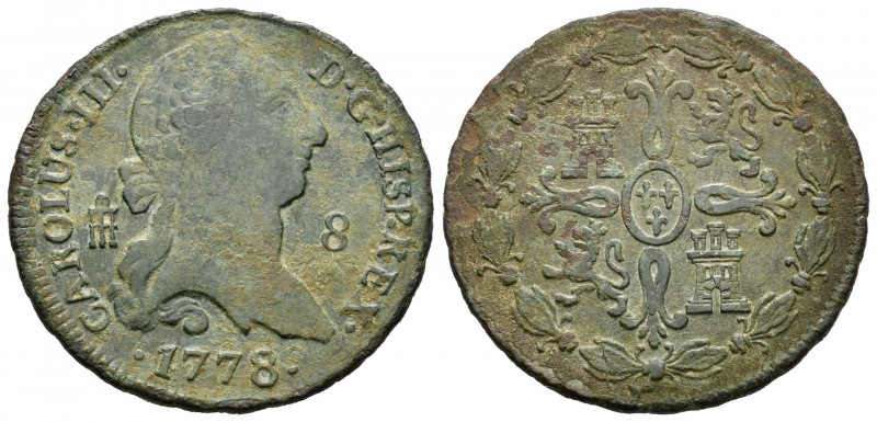 Carlos III (1759-1788). 8 maravedís. 1778. Segovia. (Cal-1888). Ae. 10,89 g. MBC...