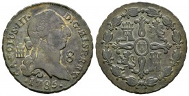 Carlos III (1759-1788). 8 maravedís. 1785. Segovia. (Cal-1894). Ae. 11,54 g. MBC+. Est...60,00.
