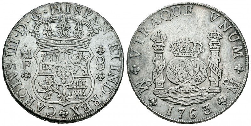 Carlos III (1759-1788). 8 reales. 1763/2. México. MF. (Cal-895). Ag. 26,85 g. Li...