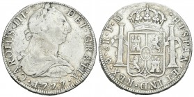 Carlos III (1759-1788). 8 reales. 1777. México. FM. (Cal-923). Ag. 26,35 g. BC. Est...30,00.