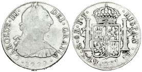 Carlos III (1759-1788). 8 reales. 1779. México. FF. (Cal-929). Ag. 26,61 g. Limpiada. BC-. Est...25,00.