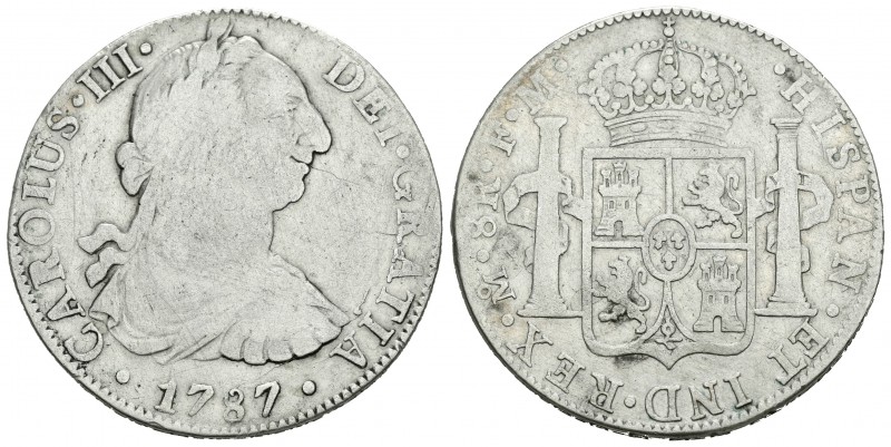 Carlos III (1759-1788). 8 reales. 1787. México. FM. (Cal-941). Ag. 26,46 g. BC. ...