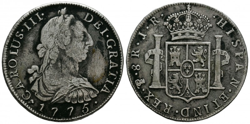 Carlos III (1759-1788). 8 reales. 1776. Potosí. JR. (Cal-977). Ag. 25,99 g. BC+/...