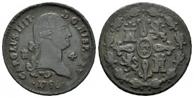 Carlos IV (1788-1808). 4 maravedís. 1796. Segovia. (Cal-1508). Ae. 4,97 g. MBC/MBC-. Est...20,00.