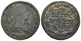 Carlos IV (1788-1808). 4 maravedís. 1803. Segovia. (Cal-1515). Ae. 4,74 g. MBC. Est...50,00.